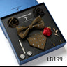 Holiday Gift Box Tie For Men Tie Handkerchief Pocket Squares Cufflink Set Necktie Box Man Dark Grey April Fool's Day