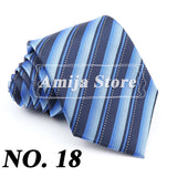 New Men's Formal Tie Striped Blue Gray Necktie 8cm Wide Tie Gift For Man Office Wedding Party Cravat Man Accessories Daily Wear