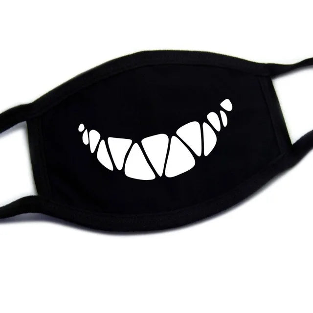 Korean Funny Expression Smile Creative Mouth Face Mask For Mouth Black Kpop Unisex Kawaii Face Mouth Muffle Mask Cotton Fashion