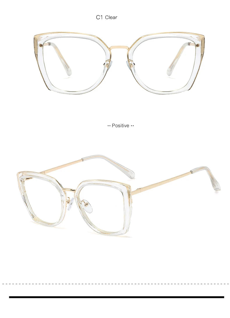 Blue Light Blocking Glasses Frame Women Fashion Eyewear Prescription UV400 Stylish Female Optical Spectacles Anti-Reflective
