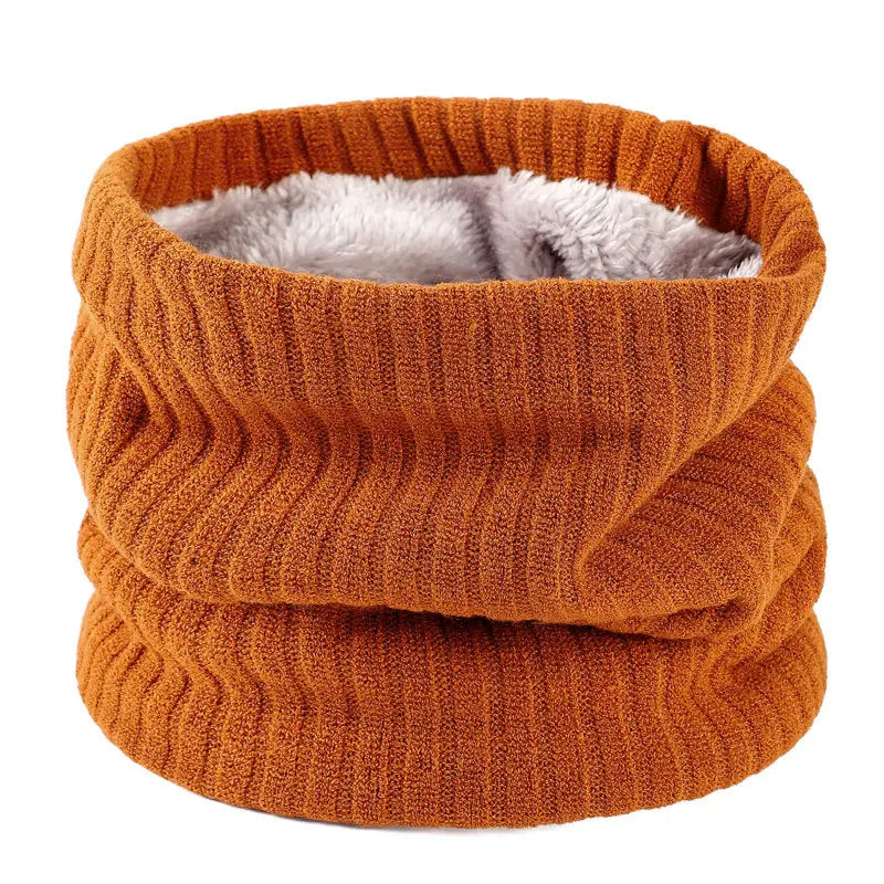 Winter Scarf for Men Fleece Ring Bandana Knitted Warm Solid Scarf Women Neck Warmer Thick Cashmere Hot Handkerchief Ski Mask