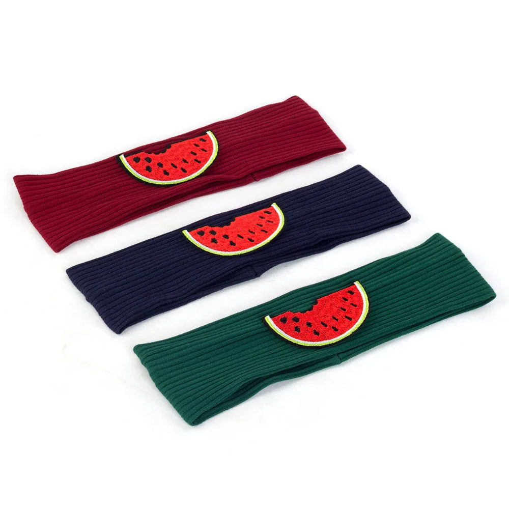 6 Months-3 Years Old Kids Headband Pure Color Cute Watermelon Pattern Soft Elastic Headwear Loose HeadWrap for Boys and Girls
