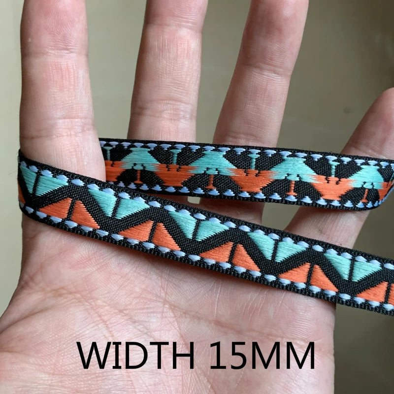 5 Yards 5/8“ 10MM~15MM Decoration Pet Leash Collars Geometric Jacquard Ribbons Clothing DIY Trim Sewing Accessories Lace