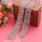 YJWSXF - Crystal bridal belt with ribbons, handmade silver wedding belt, cookie patient belt for wedding evening dresses