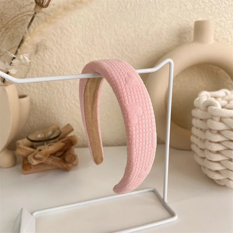 2022 Gentle Pink Womans Hairbands Girl Sweet Plush Wide Side Sponge Headband Hair Hoop Fashion Simple Solid Color Hair Accessory