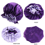 Satin Bonnet  Sleeping Cap Double Color Ding Big Lace Nightcap Extra Large Round Cap Hair Care Hair Shower Caps