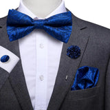 Hi-Tie Luxury Gold Silk Bow Ties for Men Fashion Men's Yellow Bowtie Handkerchief Cufflinks Brooch Set butterfly  Wedding Set