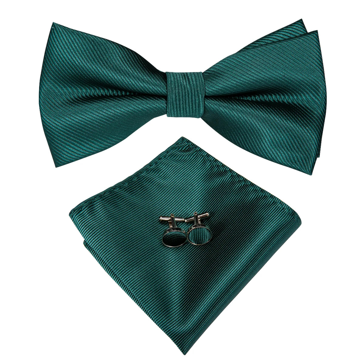 Hi-Tie Christmas Green Bow Ties for Men Silk Butterfly Tie Bow Tie Hanky Cufflinks Set Wedding Party Paisley Plaid Solid Bowtie