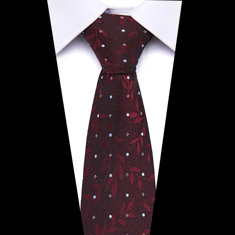 2023 New Design Wholesale 7.5 cm Jacquard Tie Red Men Floral Suit Accessories Fit Formal Party