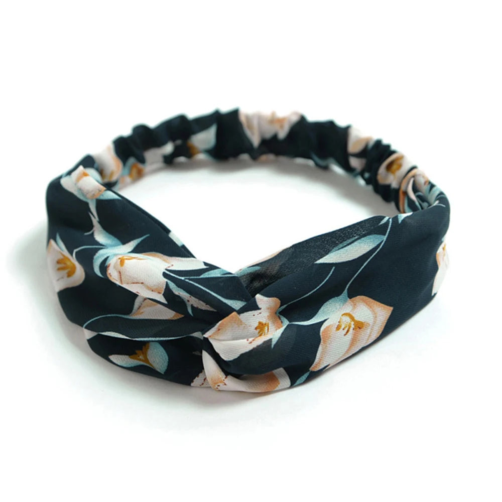 Korean Style Summer Lovely Hairband Women Hair Accessories Turban Twist Cross Headwrap Girl Floral Elastic Knotted Headwear