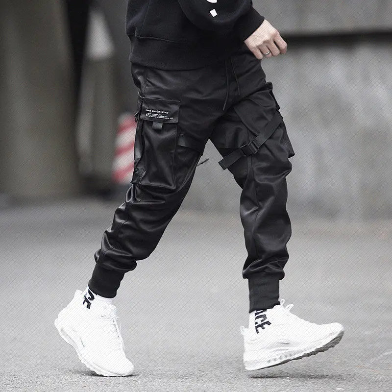 Harajuku Fashion Samurai Trousers Mens Casual Pants Men Fashion Streetwear Korean Ribbons Black Techwear Joggers Cargo Pants 5XL