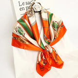 Handkerchiefs Hair Silk Scarf 90*90cm Print Satin Big Square Silk Scarves Shawls for Women Luxury Brand Designer Hijab Headband
