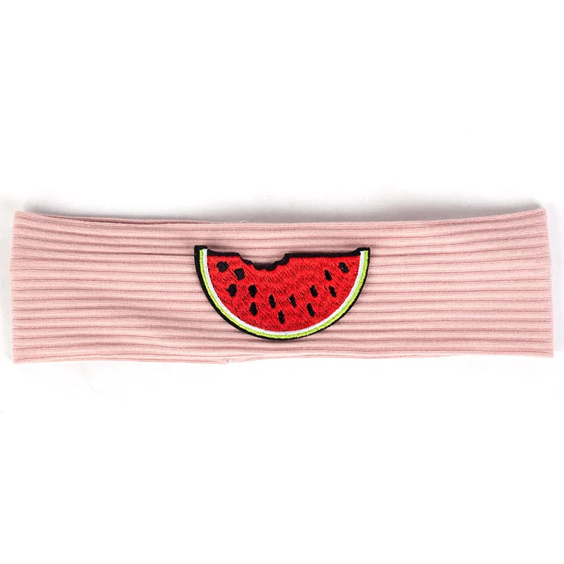 6 Months-3 Years Old Kids Headband Pure Color Cute Watermelon Pattern Soft Elastic Headwear Loose HeadWrap for Boys and Girls