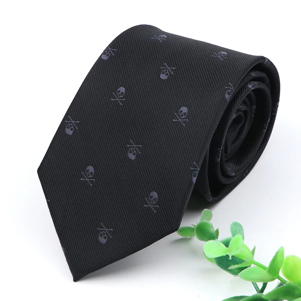 Skull Ties For Men New Casual Slim Classic Polyester Neckties Fashion Man Tie for Wedding Halloween Party Male tie Neckwear