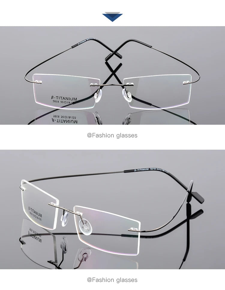 Titanium Eyeglasses Rimless Optical Ultralight Glasses Frame No Screw Prescription Spectacle Frameless Glasses Eyeglasses B2