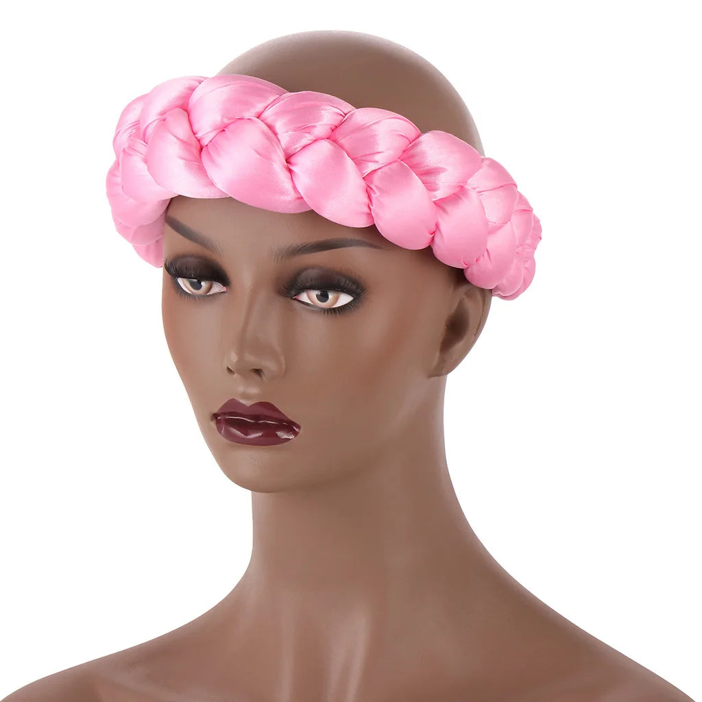 Fashion Candy Color Braids Twist Headbands for Women African Headwear Elastic Hair Bands Ladies Turban Female Bandage Headwrap