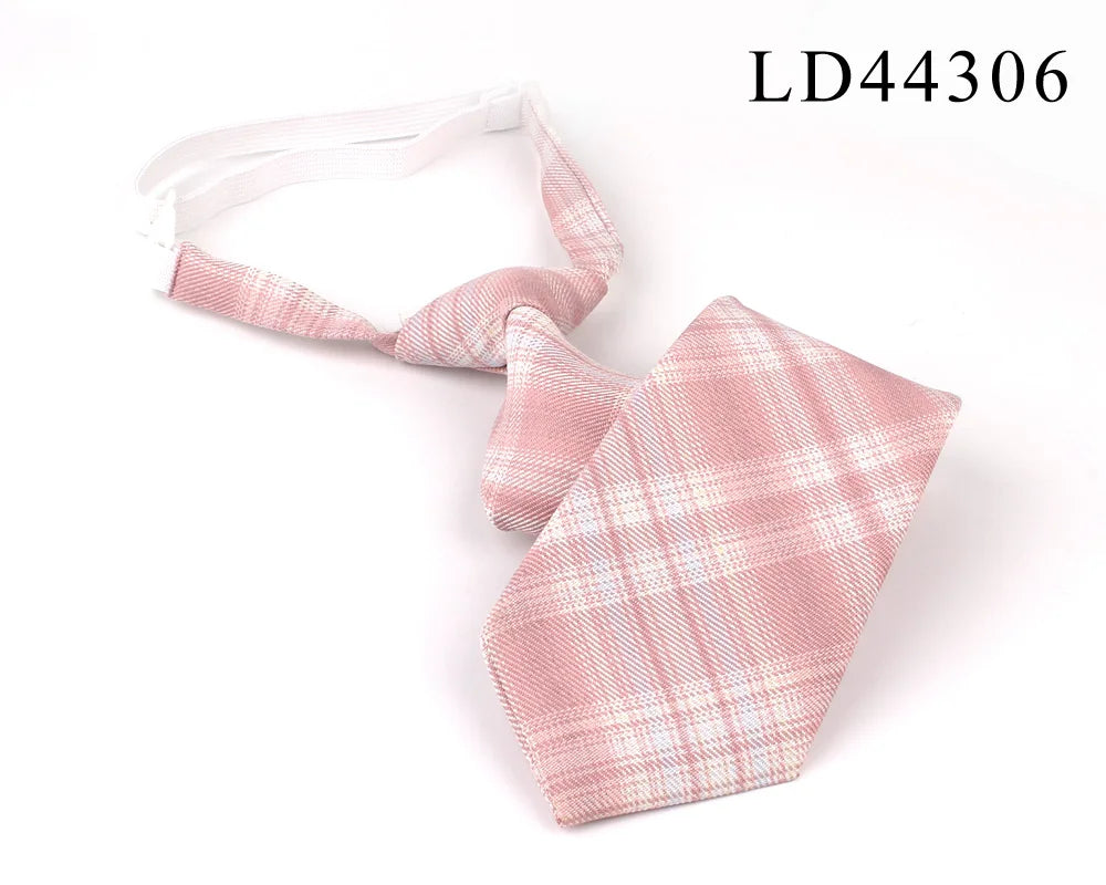 New Rubber Ties Casual Plaid Necktie For Boys Girls Neck Ties Simple Slim Necktie Gravatas Lazy Person Student Tie Neck Wear