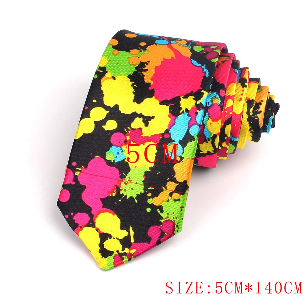 Skinny Ties For Men Women Colorful Printed Casual Neck Tie Slim Neckties Funny Fashion Mens Necktie For Wedding Party Gravata