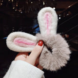 Women Girl Cute Cartoon Hair Scrunchies Panda Cows Cat Rabbit Plush Elastic Hair Bands Sweet Pontail Ties Christmas Accessories
