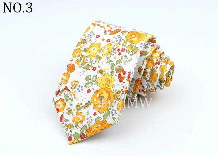 New Men's Floral Neck Ties Casual Cotton Slim Tie Skinny Wedding Party Suit Collar Flower Neckties Gravata Accessories Gift