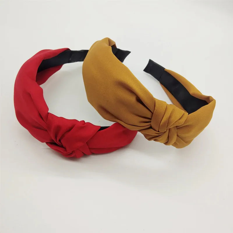 Fashion Top Knot Satin Headbands Wide Fabric Makeup Hairbands for Women Girls Ladies Washing Hair Hoops Bezel Hair Accessories