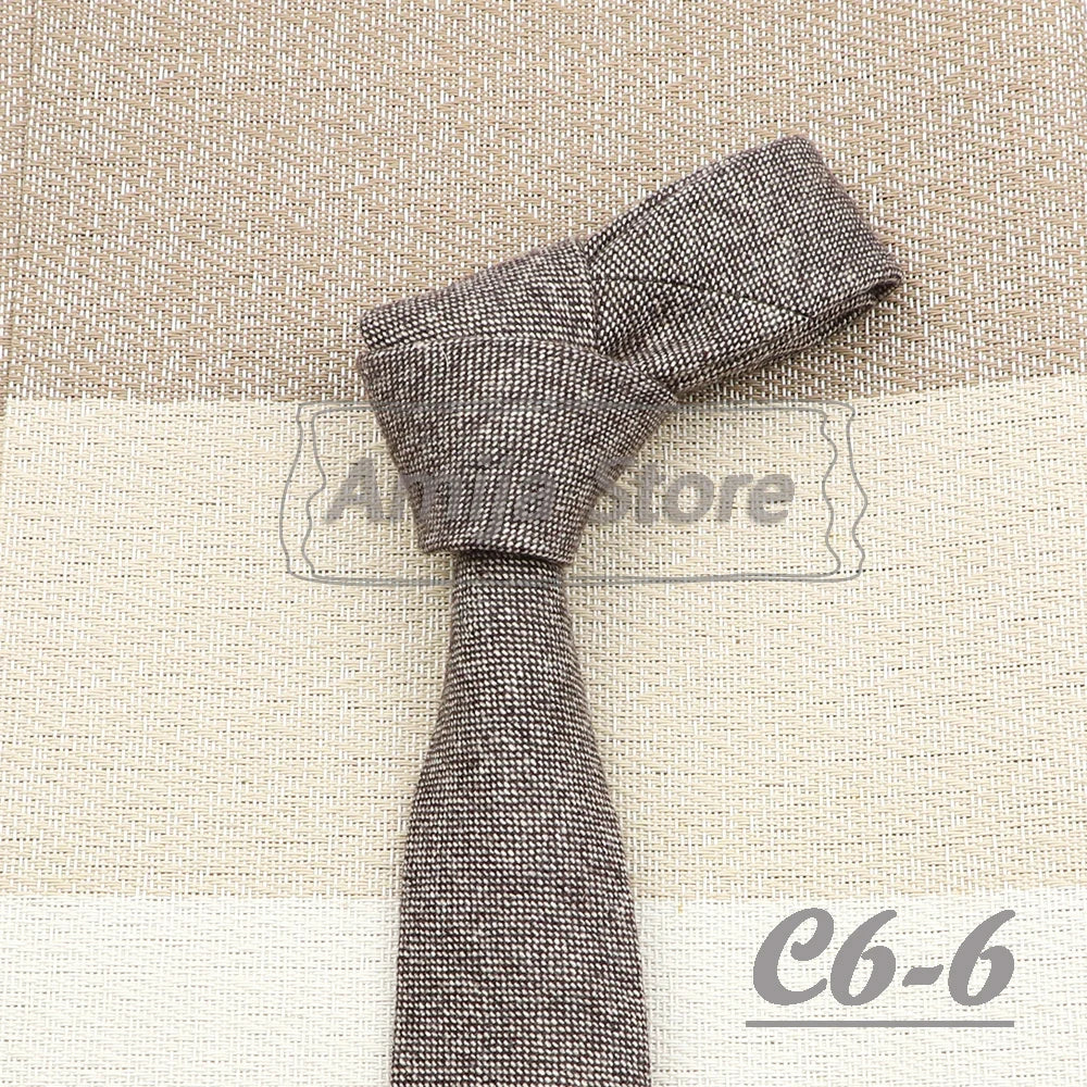 High Quality 100% Wool Tie Slim Solid Red Yellow Blue Ties Handmade Casual Fashion Men Woven Skinny Necktie For Wedding Party