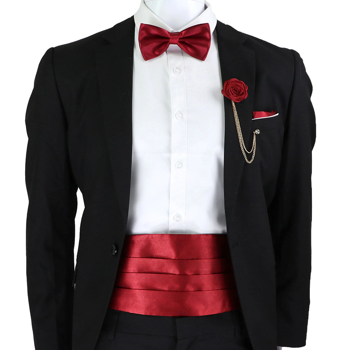 New Fashion Mens Cummerbund Bow Tie Brooch Set Black Red Blue   Waist Seal For Formal Tuxedo Business Suit Dinner Accessories