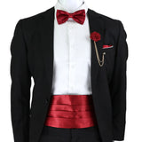 New Fashion Mens Cummerbund Bow Tie Brooch Set Black Red Blue   Waist Seal For Formal Tuxedo Business Suit Dinner Accessories
