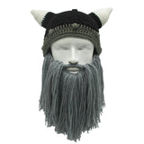 New Barbarian Viking Beanie Beard Horn Hat Handmade Knit Winter Warm Cap Men Women Birthday Cool Funny Gag Party Christmas