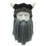 New Barbarian Viking Beanie Beard Horn Hat Handmade Knit Winter Warm Cap Men Women Birthday Cool Funny Gag Party Christmas