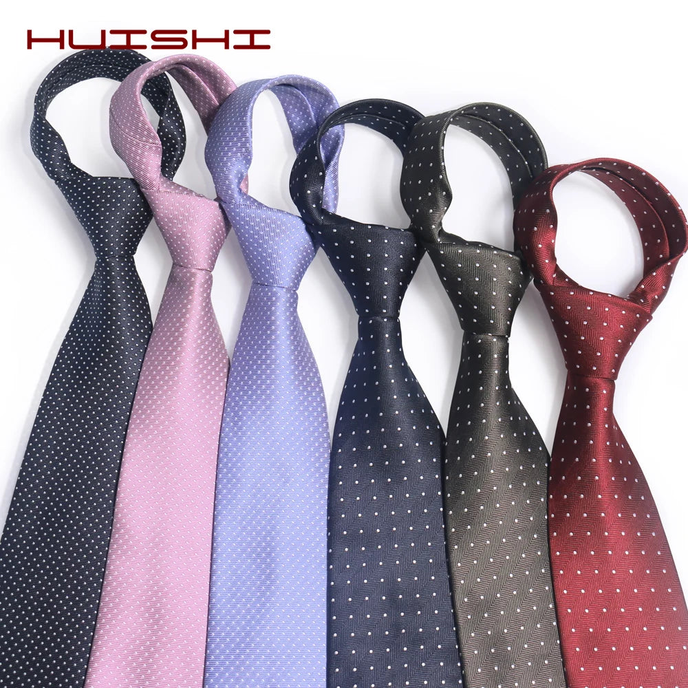 HUISHI 8cm Dot Neckties Skinny Fashion Business Men Polyester Microfiber Neck Tie Polka Check Men Neckie For Gentlemen Wedding