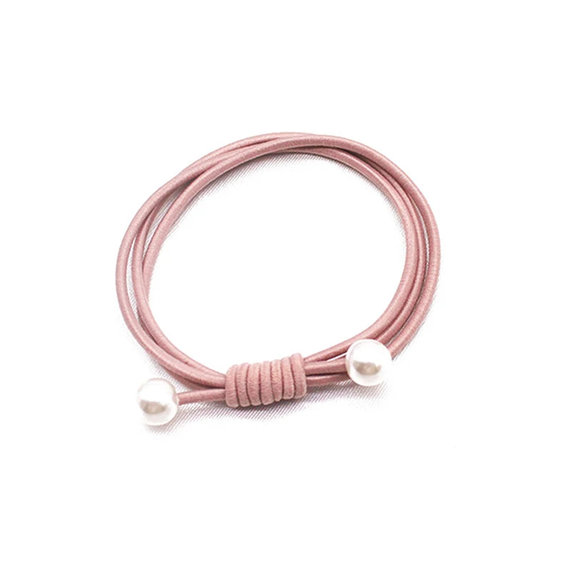 High Elastic Heart Pearl Round Shape Rubber Bands For Women Hair Band Kids Children Sweet Candy Color Hairbands Hair Accessories