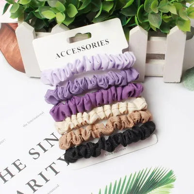 6Pack Women Elastic Hair Bands Cute Hair Ties Gum Print Girls Scrunchies Set Ponytail Holder Small Scrunchy Hair Accessories