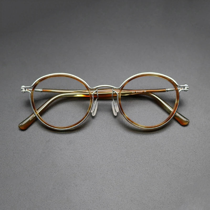 Vintage Pure Titanium Eyeglasses Frame Men Round Ultra Light Glasses Frame Women Retro Luxury Brand Designer Eyewear