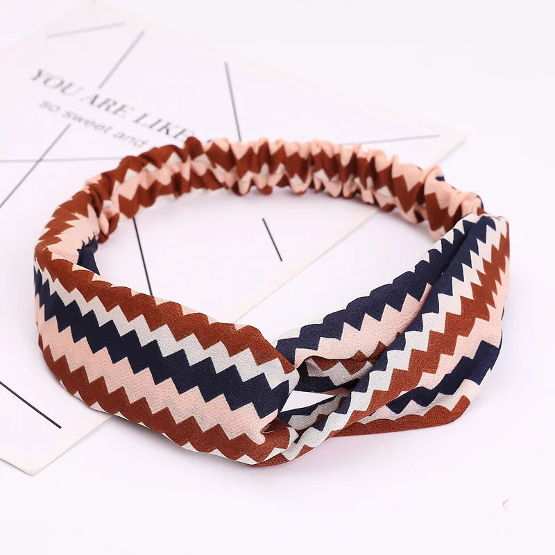 2020 Fashion Bohemian Headband Print Hairbands For Women Girls Vintage Cross Knot Turban Bandanas Headwear Hair Accessories