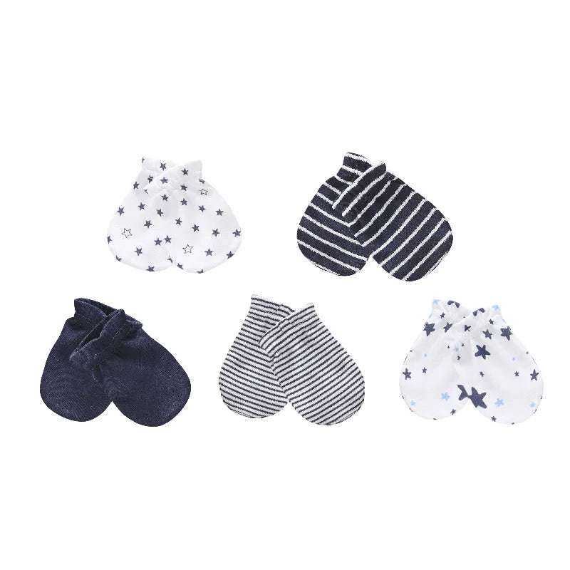 Newborn Boy Girl Hats and Mittens Sets Comfy Infant Baby 5Pcs Caps & 5Pcs Gloves Cotton Toddler Baby Accessorise