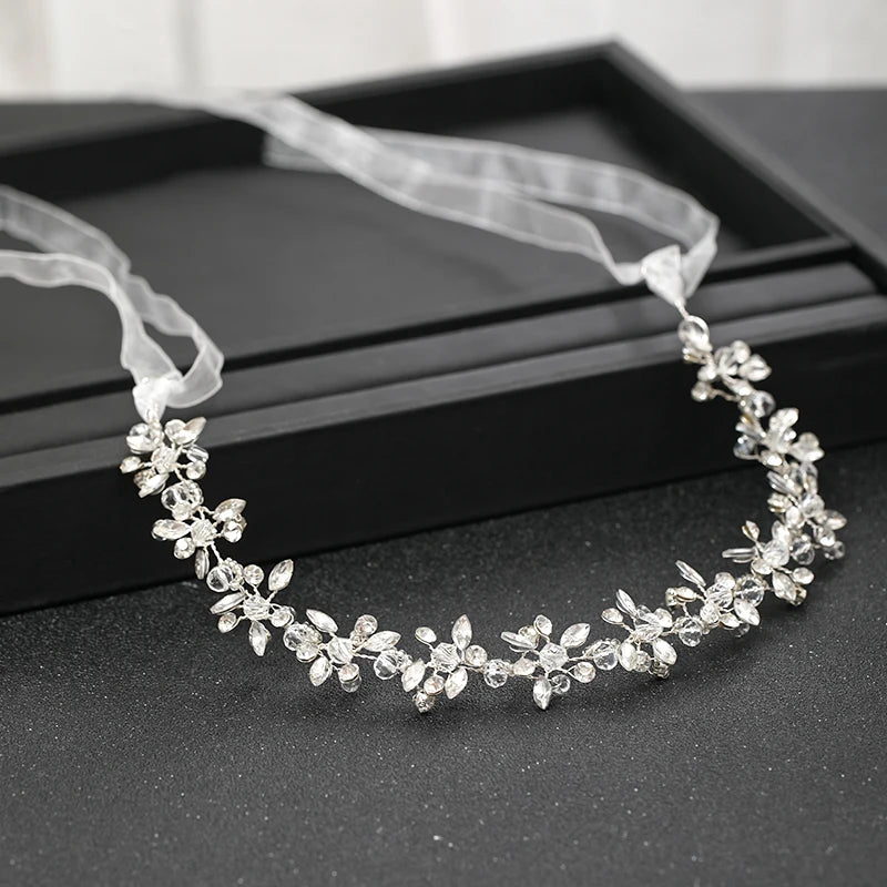 Wedding Headbands For Women Bride Handmade Crystal Rhinestone Tiaras Silver Color Hairbands Hair Accessories Queen Headband Gift