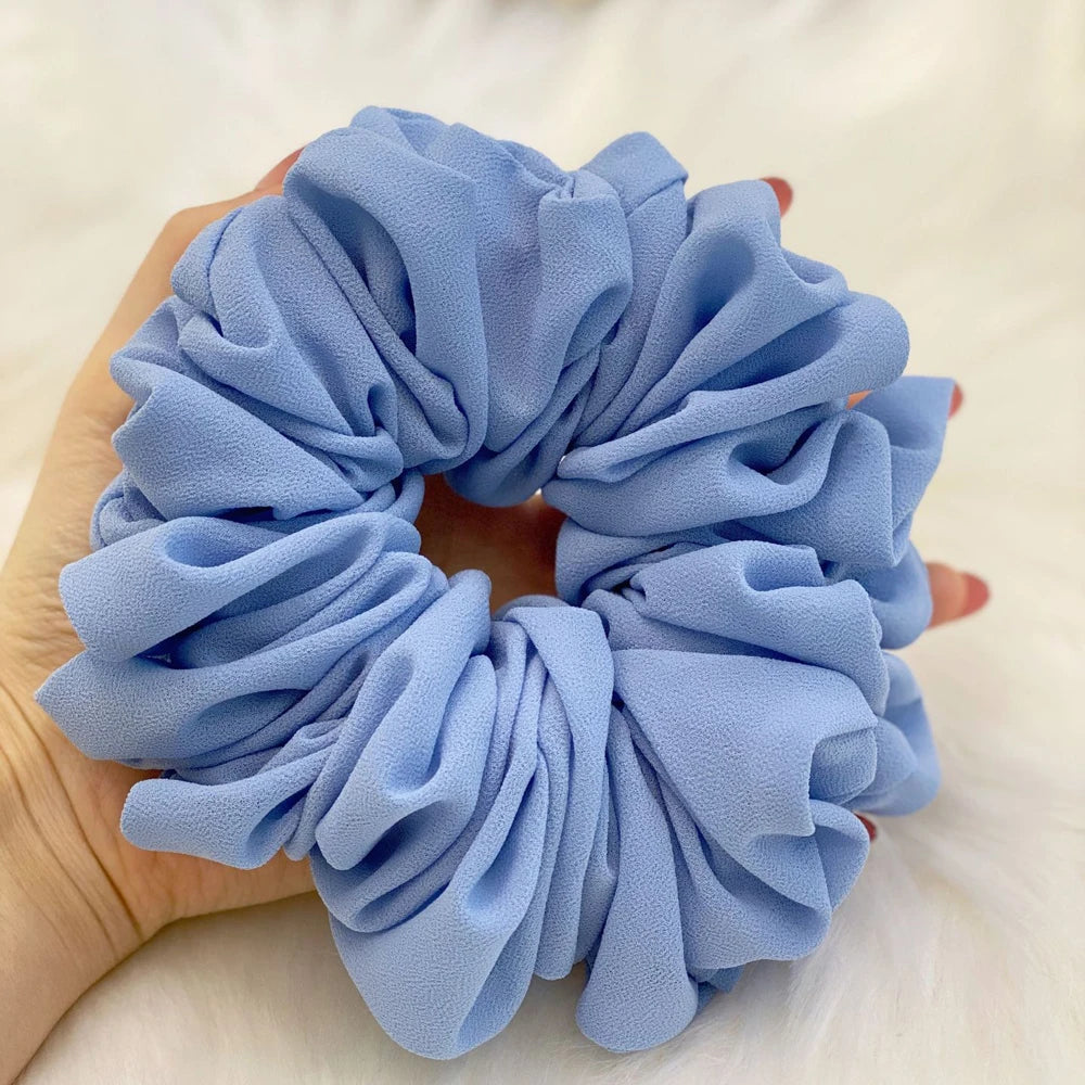 Elastics Chiffon Hair Band Solid Color Big Circle Scrunchies for Women Girl Ponytail Holder Hair Rope Hairband Hair Accessoires