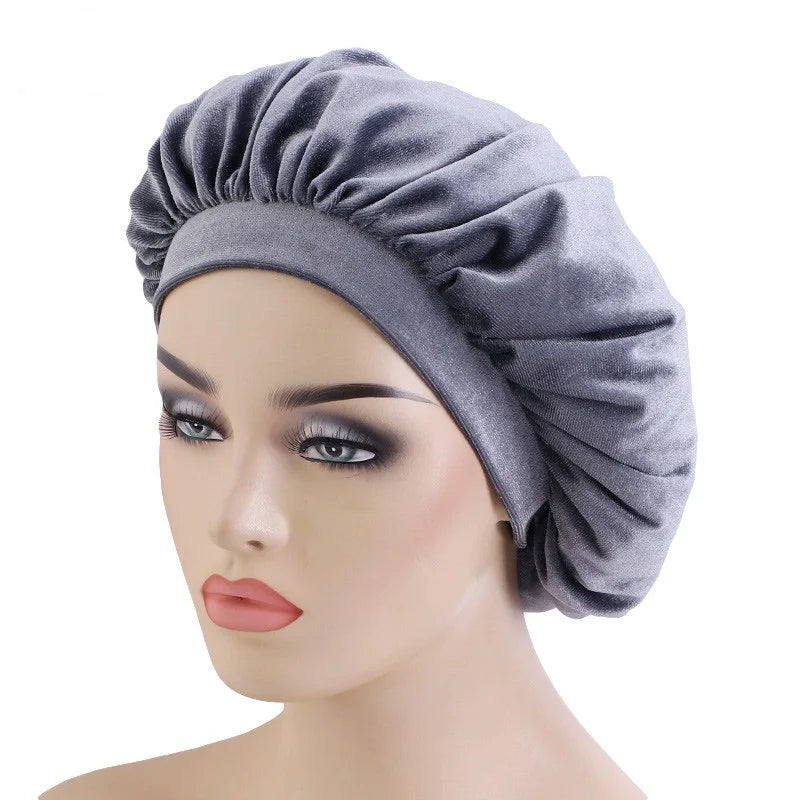 New velvet high elastic wide-brimmed nightcap flannel round hat chemotherapy hat scarf hat