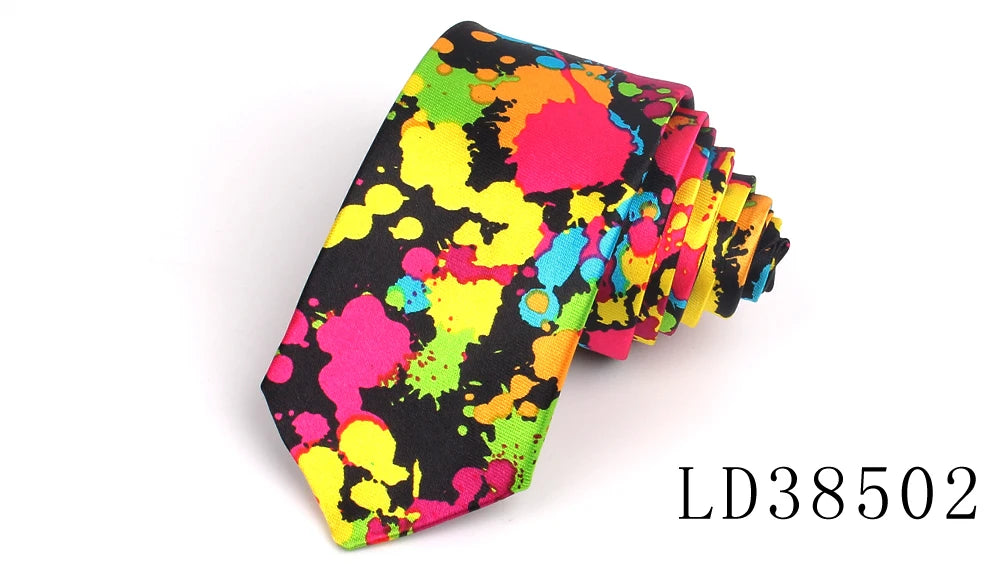 Skinny Ties For Men Women Colorful Printed Casual Neck Tie Slim Neckties Funny Fashion Mens Necktie For Wedding Party Gravata