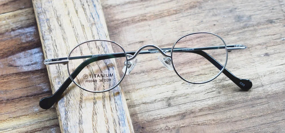 Titanium Glasses Super Small Oval Full Rim Eyeglass Frames Men Women Optical Prescription Lightweight Earwear