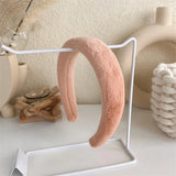 2022 Gentle Pink Womans Hairbands Girl Sweet Plush Wide Side Sponge Headband Hair Hoop Fashion Simple Solid Color Hair Accessory