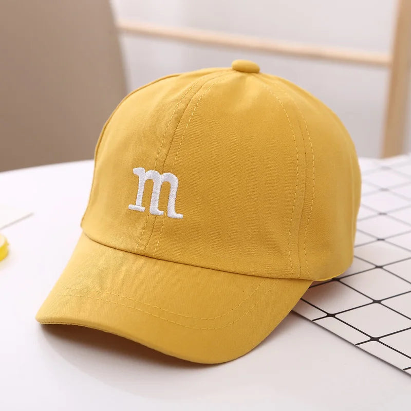 Children's Kid Baseball Cap for Girls Boy Hats Sunscreen Baby Hat Hip Hop M Letter Embroidered Kids Caps 1-6-8-12-15 Years