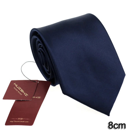 HUISHI 8CM 8 Styles Men's Solid Dark Blue Color Neck Tie 6cm Waterproof Jacquard Necktie Daily Wear Cravat Wedding Party For Men