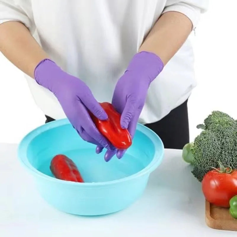 20/50PCS Disposable Nitrile Gloves Purple Powder-Free Rubber Hand Work Gloves for Mechanic Kitchen Beauty Household Cleaning