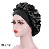 Black Pink Purple Hair Care Caps Silk Bonnet Women'S Nightcaps With Curly Natural Curls Covers With Soft Wide Elastic Adjustable