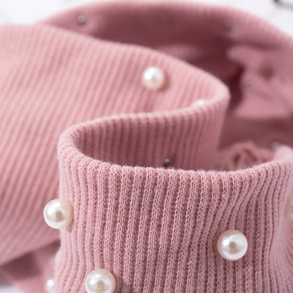 Bow Women's Headbands Pearls Head Bands Knitted Turban Bandana Autumn Winter Elastic Hairband Warm Hair Accessories Headdress