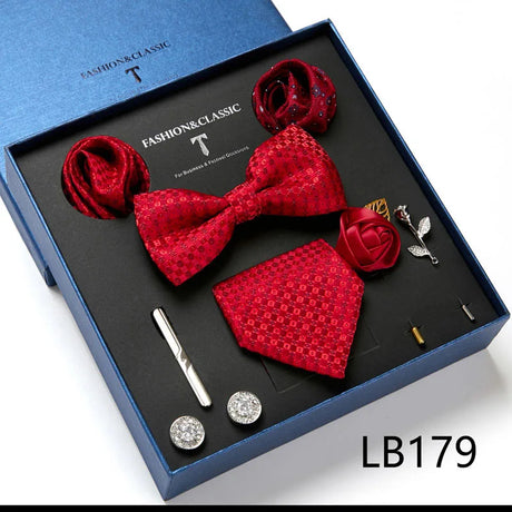 Holiday Gift Box Tie For Men Tie Handkerchief Pocket Squares Cufflink Set Necktie Box Man Dark Grey April Fool's Day