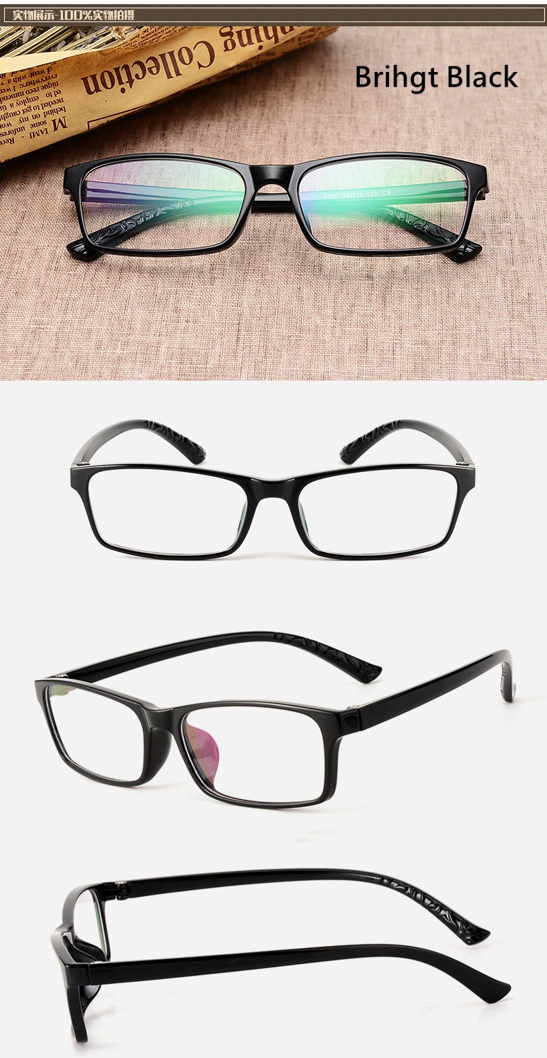Men's And Women's Finished Myopia Glasses TR90 Frames And Aspherical Anti Blue Ray Photochromic Lenses SPH 0~-6.00 CYL 0~-2.00