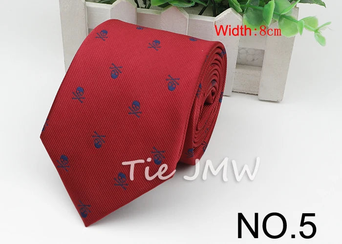 Skull Ties For Men New Casual Slim Classic Polyester Neckties Fashion Man Tie for Wedding Halloween Party Male tie Neckwear